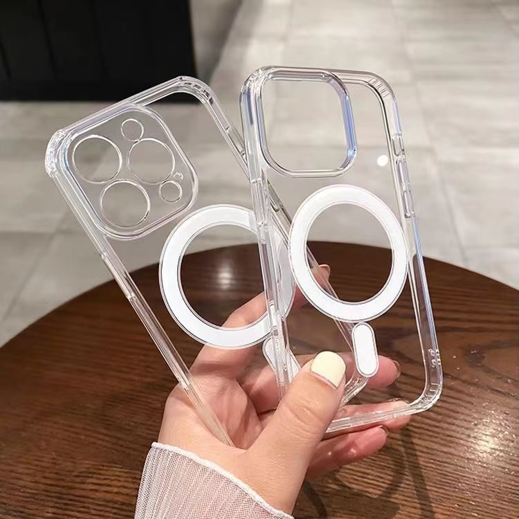 Transparent acrylic magnetic phone case for iPhone15ProMax Apple series Drop-resistant 14pm, etc.