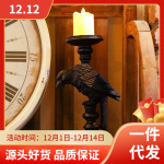 桌面树脂摆件暗黑系万圣节乌鸦烛台装饰摆件生日礼物情侣礼物家居