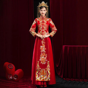 Свадебная одежда Xiuhe Weddingfa Winter 2024 новый маленький человек свадебное платье дракон и феникс из свадебного платья
