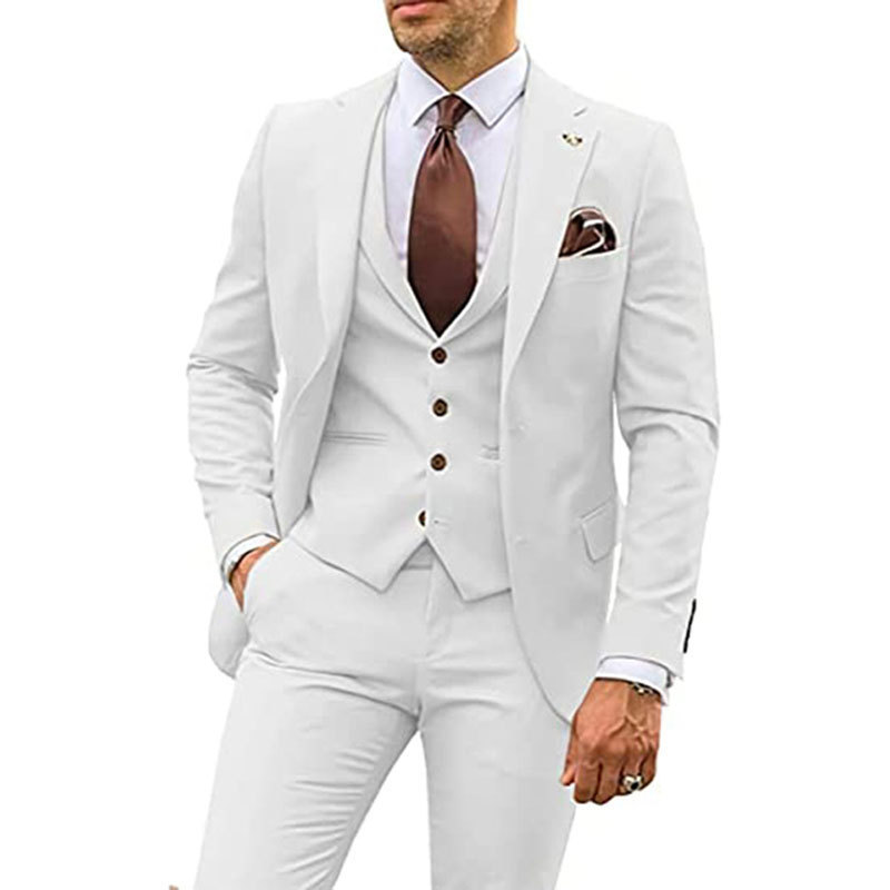 European and American Export Amazon Aliexpress Men's Suit Customized Three-Piece Slim Tuxedo Groom's Banquet Dress
