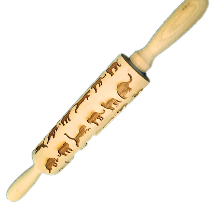 Madera Rolling pin haya grabado láser impresión Rolling pin relieve Rolling pin cuero Navidad fondant galleta presionando palo