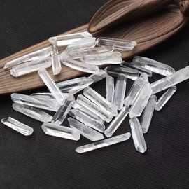 厂家批发白水晶柱 天然白水晶原石柱细长条碎石摆件批发 工艺品家