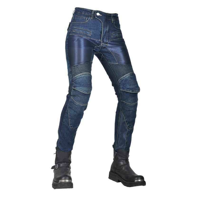 VOLERO motocicleta mujer Caballero verano malla transpirable anti-caída pantalones motocicleta Denim pantalones de montar JES-4