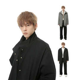 MTLCLOTHES男装|新品 韩系通勤高级感立领中长款保暖纯色棉服休闲