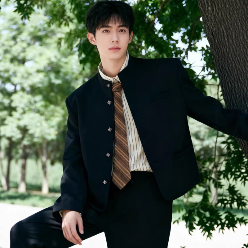 New Chinese-Style Stand-Collar Jacket, Traditional Chinese Style Tang Suit, Engagement and Wedding Men's Casual Handsome Style Suit Jacket, Zhongshan Suit