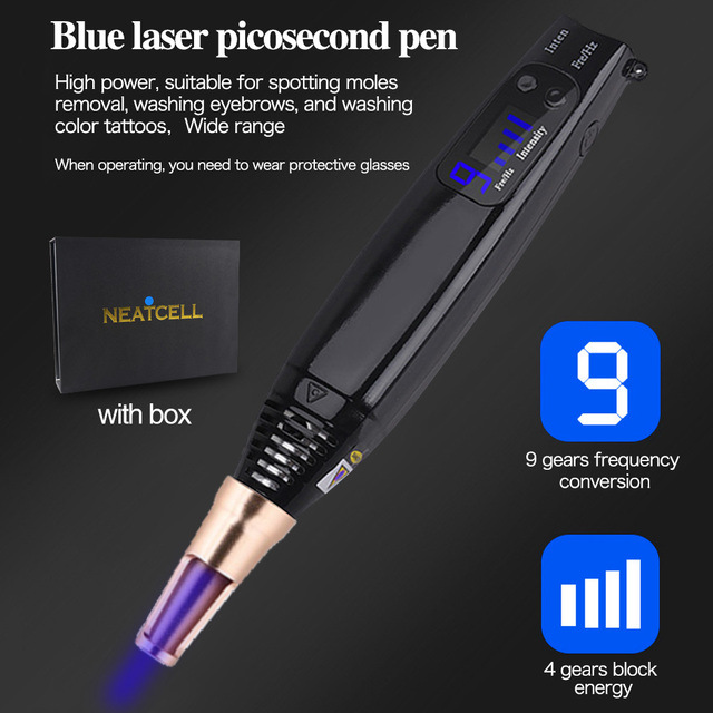 Segunda generación láser picosegundo pluma láser belleza instrumento rojo y azul mole eliminación carbonizado negro ceja lavadora mini tatuaje lavadora