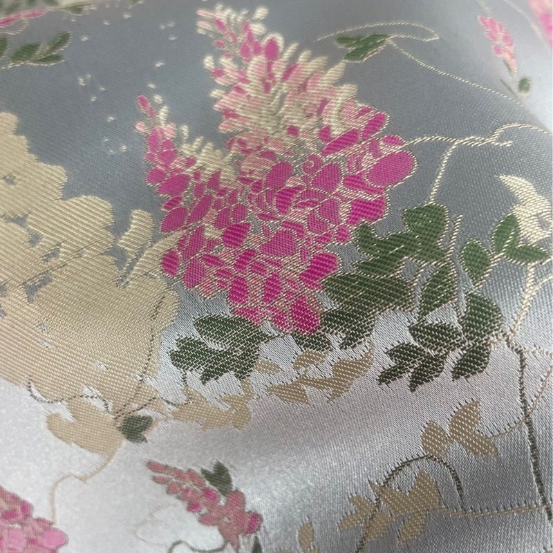 Qian Xiaoping 青地藤花錦織桑絹生地新中国風の生地ジャケットチャイナドレスベスト漢服|undefined