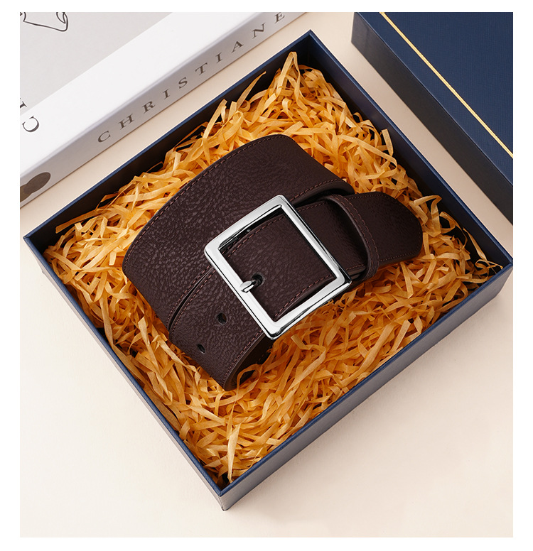 Neuer, vielseitiger Gürtel mit Dornschließe im schlichten Stil für Jeans und Kleider, strukturiertes Design mit gekreuztem Rand, ausgewählte Damengürtel_voghion.com