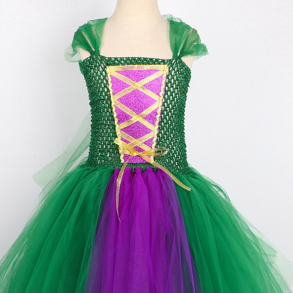 Ropa para niños Falda de bruja loca 2 Disfraces de Halloween para niños Vestido de tul de malla para niñas Ropa para niños_voghion.com