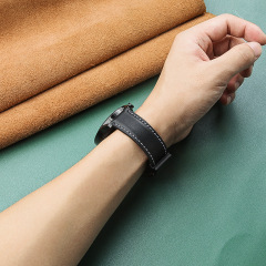 真皮錶帶適用小米S4華為watch GT5/4平紋真皮摺疊扣手錶錶帶22mm