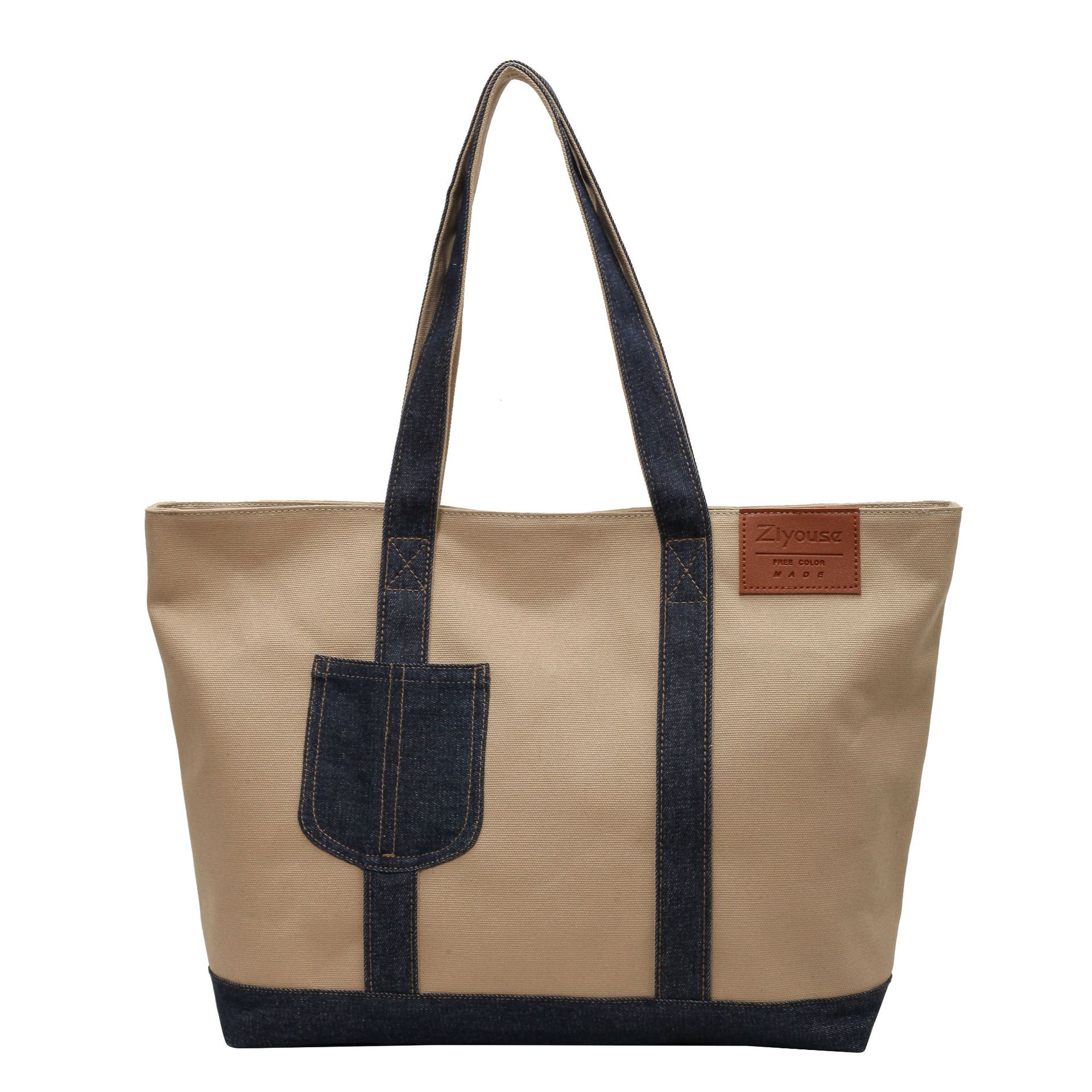Damen Tragetasche Aus Canvas, Modische Schultertasche Farbig_voghion.com