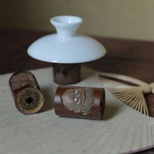 全手工雕老煤竹盖置 竹茶道配件  茶道 茶艺用品 竹茶具 竹雕把玩