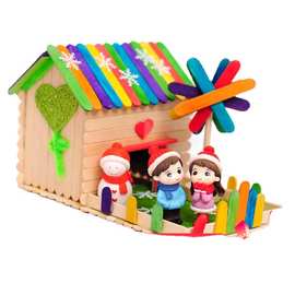 雪糕棒diy小房子模型小屋创意亲子活动幼儿园 儿童手工制作材料包