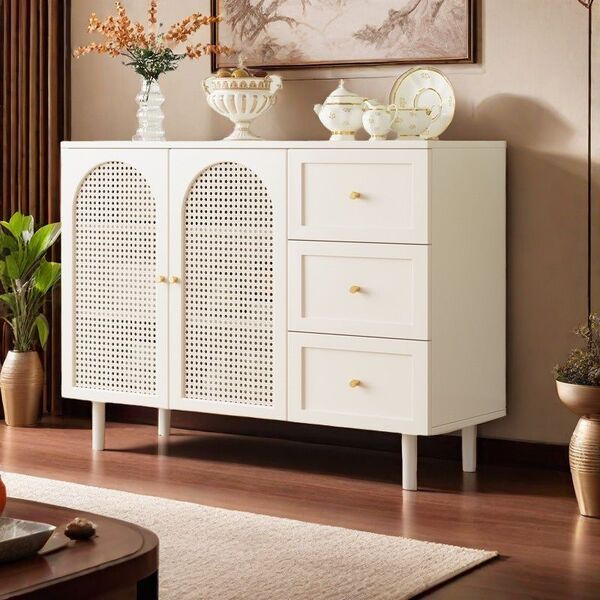 Rattan sideboard modern simple storage cabinet home dining room…