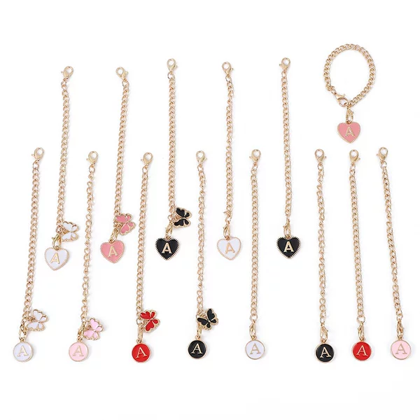 Cross-Border Keychain Backpack Cup Accessories Chain with Lobster Clasp Hanging English Letter Chain Jewelry Pendant