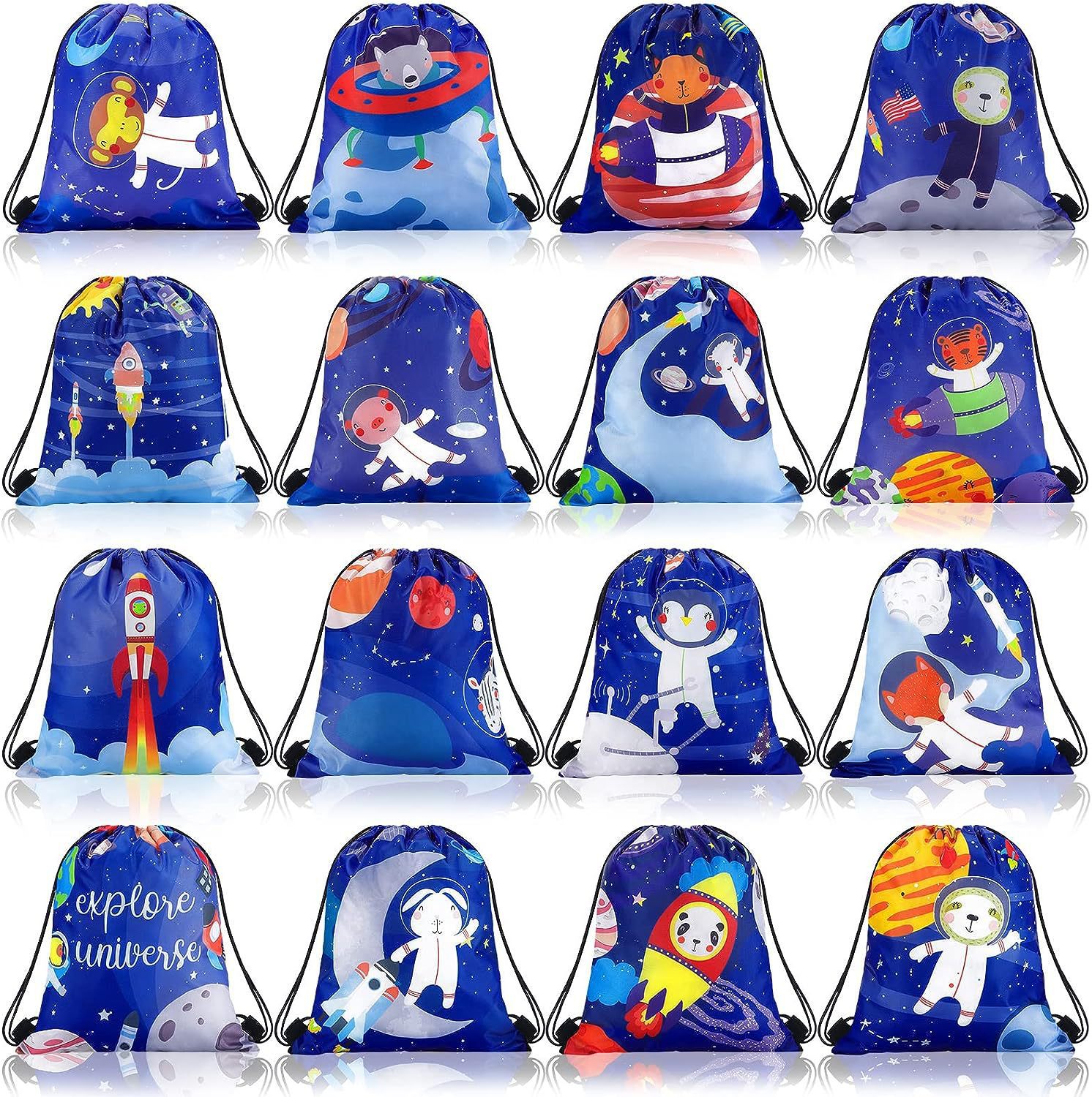 太空七双肩抽绳背包袋子太空派对便携收纳袋涤纶手提抽绳袋束口袋