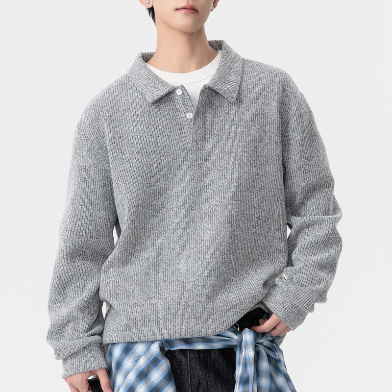 Men's straight-cut long-sleeve polo shirt, 2026 autumn/winter new collection, fashionable half-zip design, versatile for young and middle-aged men Men's straight-cut long-sleeve polo shirt, 2026 autumn/winter new collection, fashionable half-zip design, versatile for young and middle-aged men