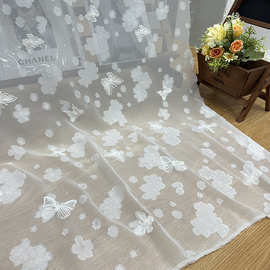 雪纺剪花 烧花 绣花波西米亚 轻柔  玫瑰花朵 连衣裙蕾丝女装面料