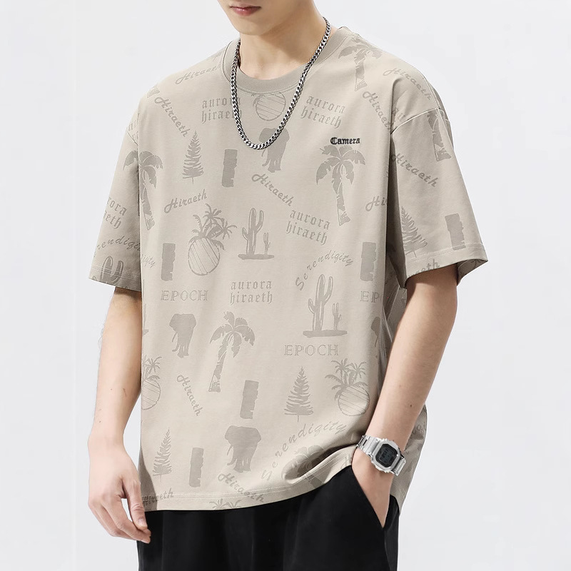 2025 New Summer Ice Silk Cool Short-Sleeved Men's T-Shirt Quick-Drying Loose Casual Half-Sleeved Round Neck Top Trendy Men