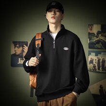 立领套头青少年日常卫衣潮牌美式运动卫衣男秋重磅潮流秋冬POLO衫