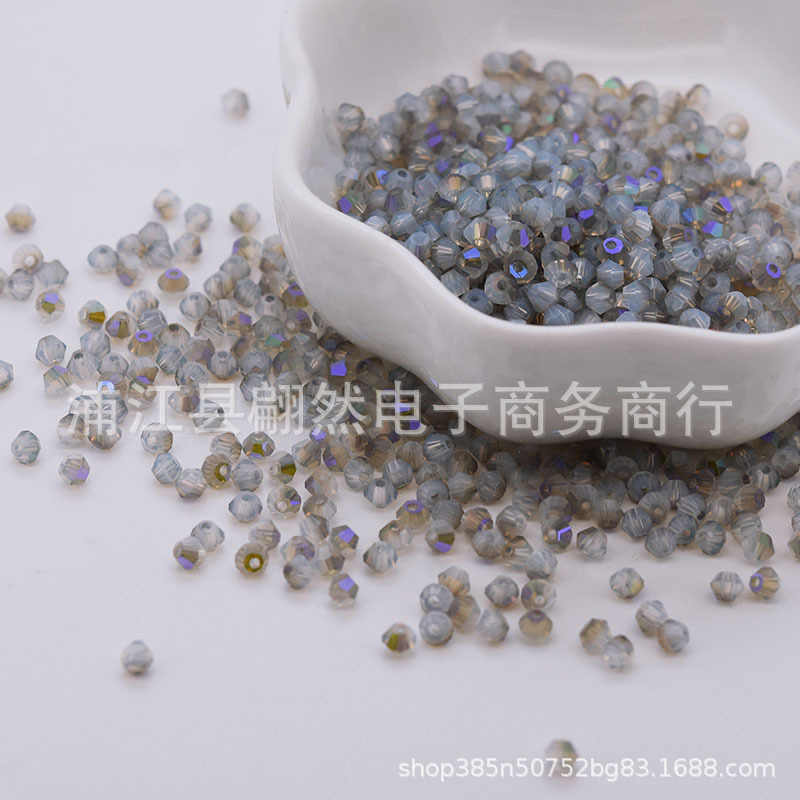 Trứng trắng nửa tím / Hạt kim cương boutique 3mm (100 chiếc/gói)
