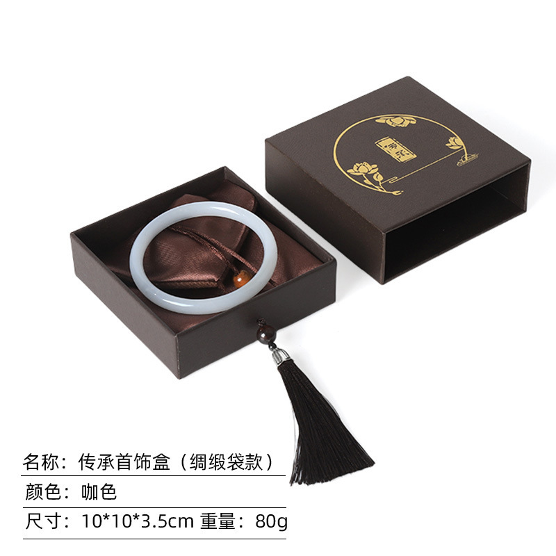 新款特价流苏传承抽屉盒古风唐卡翡翠手镯包装盒三件套首饰包装盒|undefined