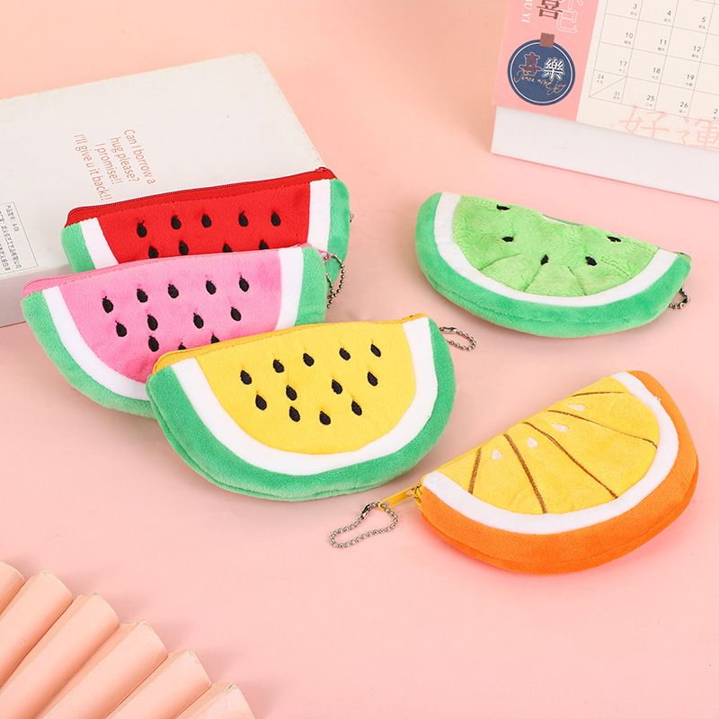 Korean ins Cartoon Fruit Pie Creative Coin Purse Student Children Cute Mini Plush Earphone Bag Coin Bag