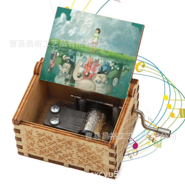 木製の手作りオルゴール創意カラープリント千と千尋のオルゴール木製の手を振ってオルゴールクロスボーダー専用です。