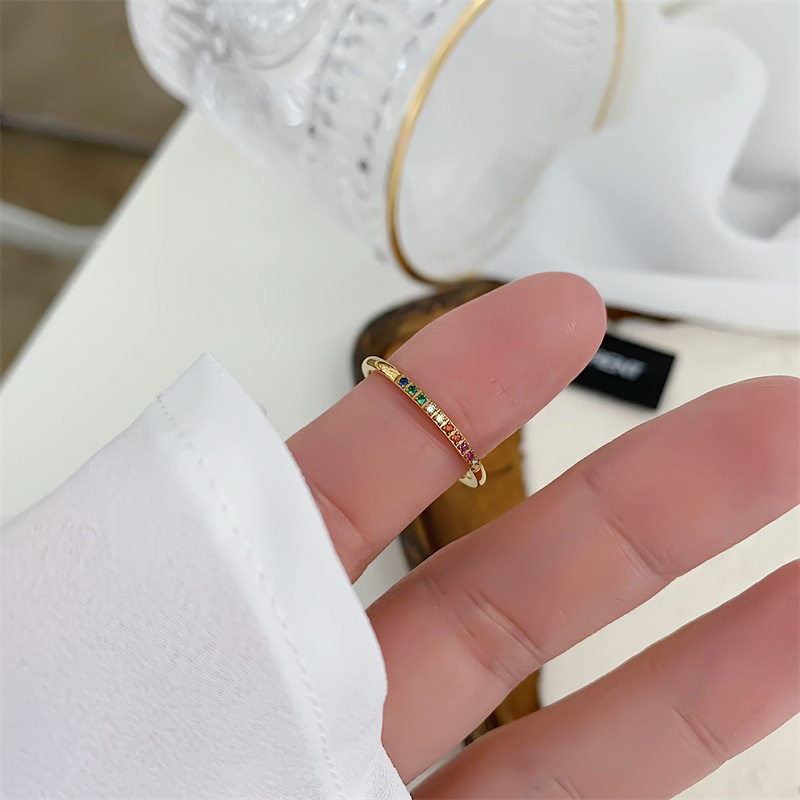 Fashion Geometric Titanium Steel Inlay Zircon Rings 1 Piece