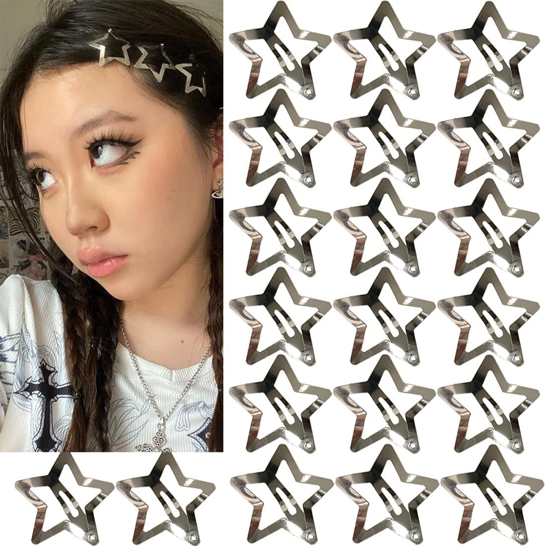 Amazon's Best-Selling Five-Pointed Star Bb Clip Y2K3.2Cm Star Hair Clip Ins Style Metallic Sweet and Cool Side Clip