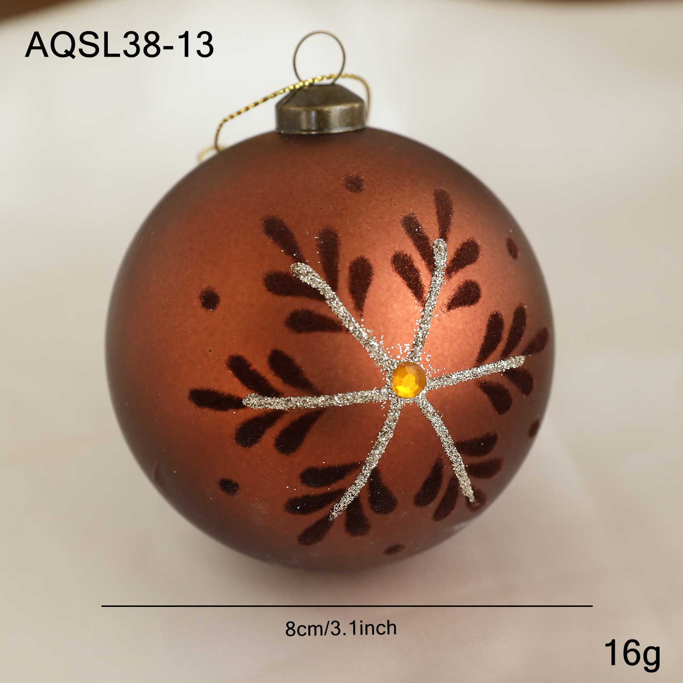 Nuevo producto 8CM bola de Navidad color café polvo oro polvo retro árbol de Navidad colgante bola decoración colgante diseño colgante