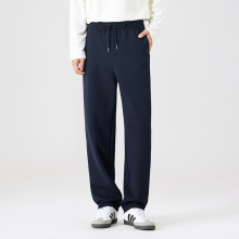 秋冬新款宽松直筒裤垂感加厚针织牛仔蓝日常通勤运动男裤休闲裤