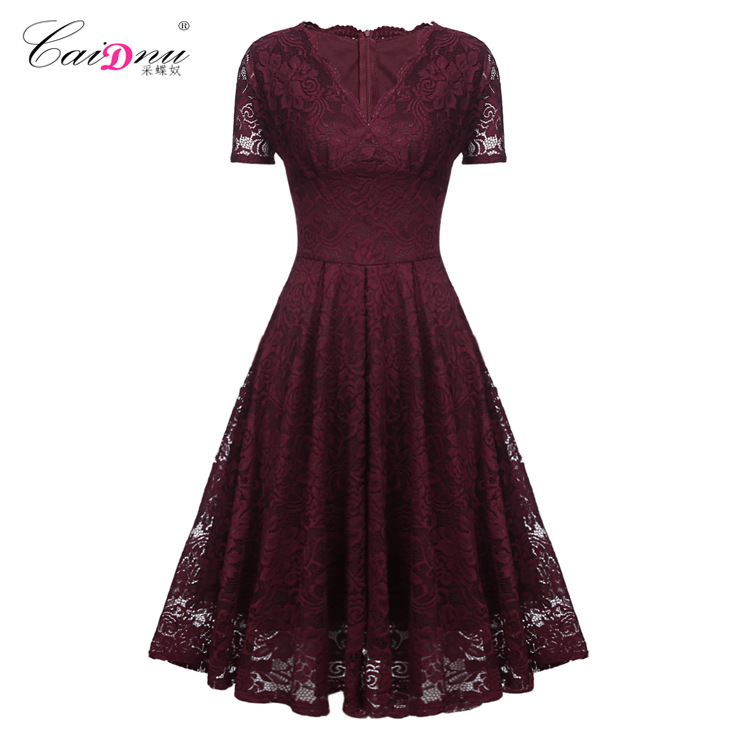 Spring lace dress with zipper