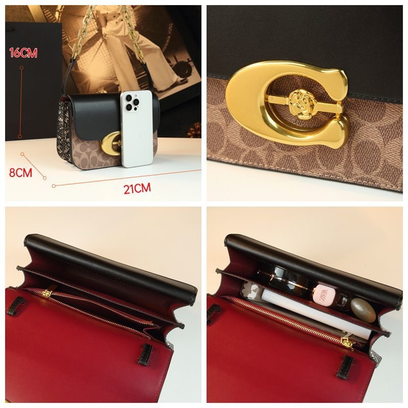 Túi đeo chéo nữ da thật dáng vuông nhỏ, dây xích, phong cách retro sang trọng — lão thị đen, Màu trắng nhạt, màu nâu tinh khiết, lão thị màu nâu