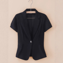 夏季女士短袖小西装外套女大码修身薄款网纱西服外搭小披肩防晒衣