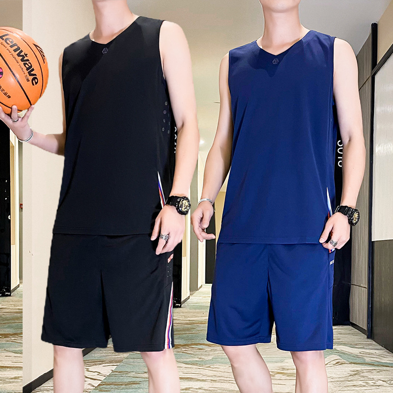 Trajes deportivos casuales para hombres verano nuevo chaleco de hielo sin mangas pantalones cortos chaleco de baloncesto secado rápido grande conjunto de dos piezas image 5