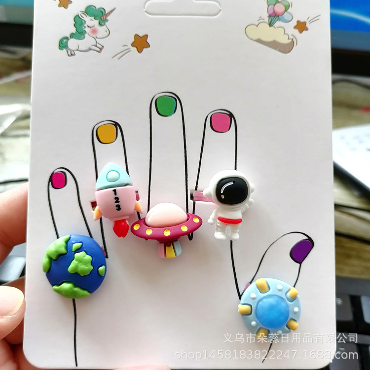 Anillo DE LOS NIÑOS dibujos animados Spaceman tema joyería niños y niñas bebé educativo dedo juguete kindergarten regalo la escuela