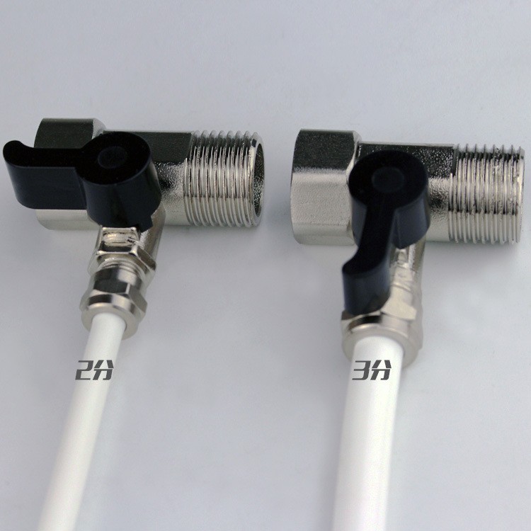 Venta al por mayor 3 puntos válvula de entrada de una pieza gabinete de cocina Válvula de ángulo de conexión de purificador de agua ACCESORIOS 4 puntos de unión suelta válvula de bola de tres vías de una pieza