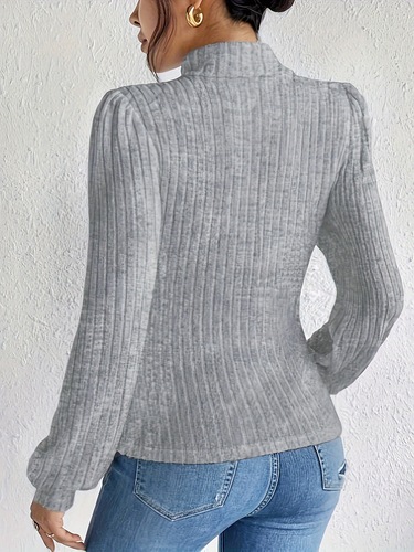 2024 European and American Style: eBay, AliExpress, Amazon Solid-Color Lantern-Sleeve Long-Sleeved T-Shirt—Slim-Fit, Slimming, Casual, and All-Match