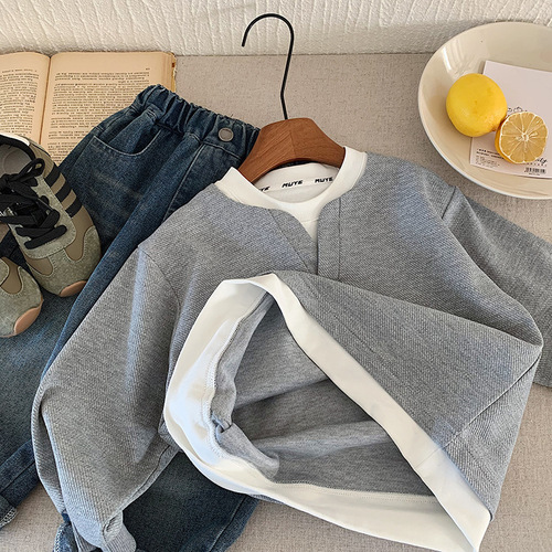 Children's Hoodie 2025 Autumn New Boys' Fashion Two-Piece Hooded Sweatshirt Baby Casual Matchable Top