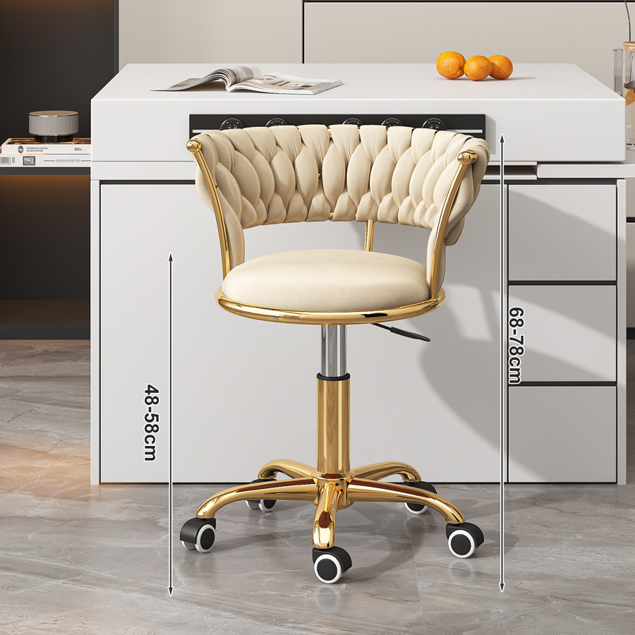 Silla de computadora de lujo ligera para niñas dormitorio confortable silla de elevación giratoria silla de manicuras silla de pollas silla de bar de maquillaje image 6