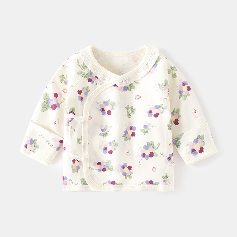 新生嬰兒半背衣內衣無骨純棉春秋清新綁帶睡衣和尚服寶寶上衣初生