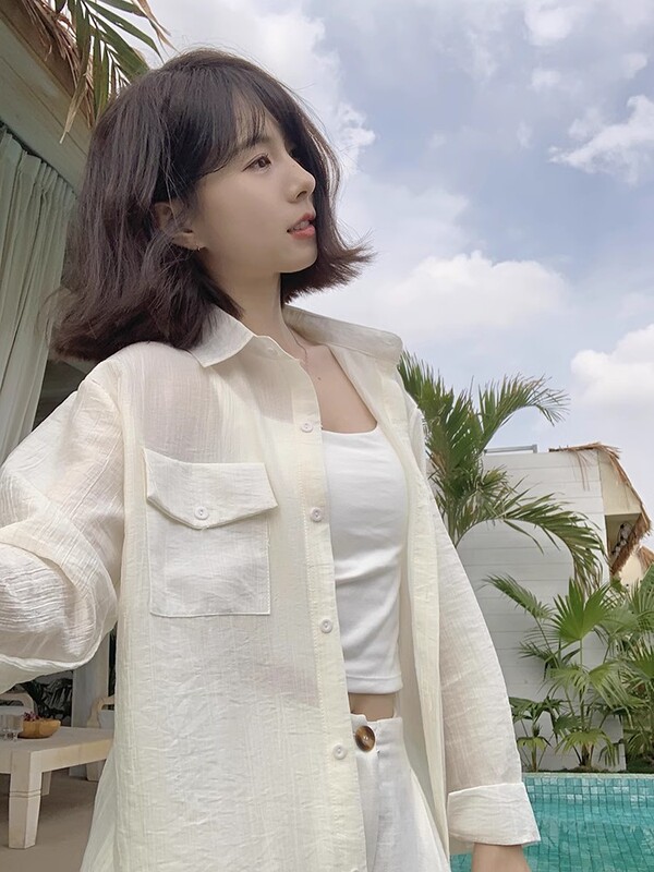 可可里自制薄款长袖防晒衬衫2025新款微透百搭休闲宽松衬衣开衫女|undefined