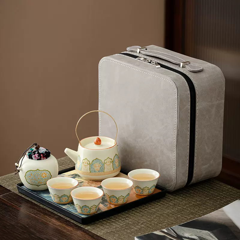 中式古韵功夫泡茶壶旅行茶具套装户外便携露营喝茶定制快客杯送礼