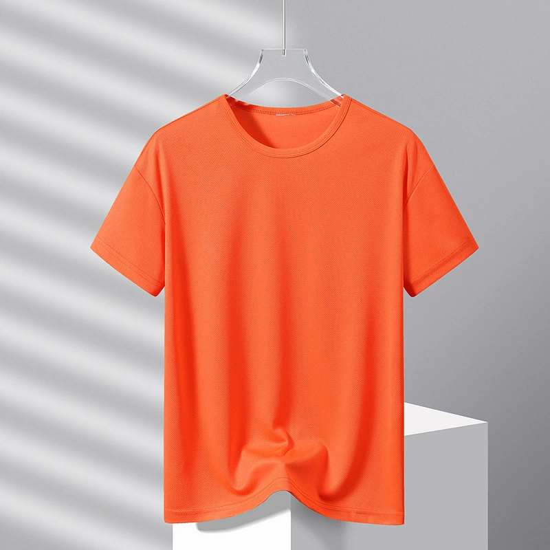Summer T-shirt with a round collar for work, quick dry silk shirt