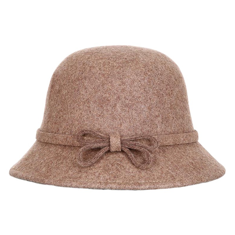 Sombrero de otoño e invierno sombrero de fieltro para mujer 2020 nuevo australiano de lana pura arco de lana sombrero de lavabo de una pieza de entrega