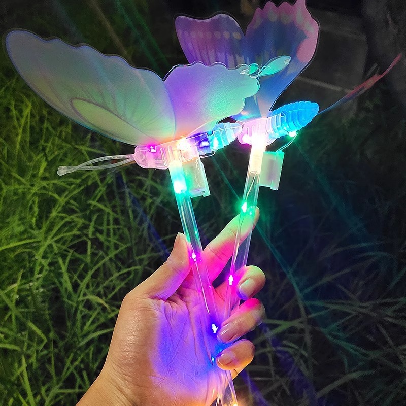 闪光蝴蝶仙女棒儿童发光蝴蝶棒摆摊玩具波波球地推星空球魔法棒|undefined
