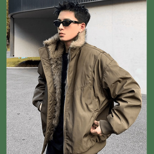 Winter Explosions Zishan Carved Cotton-padded Clothes Men's Hooded Fur Collar High-end Cotton-padded Jacket fleece-lined Thickened Fur Collar Cotton-padded Jacket