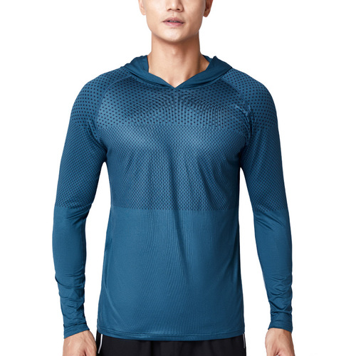 Autumn and winter outdoor fitness running men's basketball football base shirt cationic hooded sweatshirt men's sports long sleeves