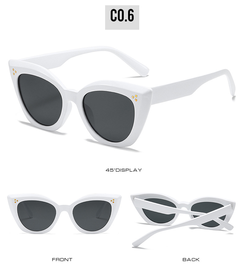 Retro cat-eye solglasögon för damer med nitar avant-garde_voghion.com